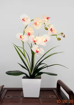 Brezplačna Dostava LED Cvetov Orhidej Cvet Svetlobe, 9 Kos Toplo Bela LED /Osvetljeno Cvetje z Baterijo pot LED Orhideja je Cvet Bonsaj