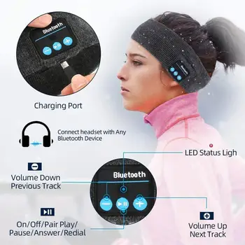 Brezžične Slušalke Bluetooth 5.0 Šport Glavo Slušalke Stereo Slušalke Spanja Igralec za Vožnjo Telovadnici Slušalka