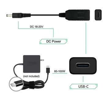 Cablecc USB 3.1 Vrste C, USB-C, DC 20V 5.5 2,5 mm & 2.1 mm Vtič PD Emulator Sproži Zaračuna Kabel za Prenosnik Črna