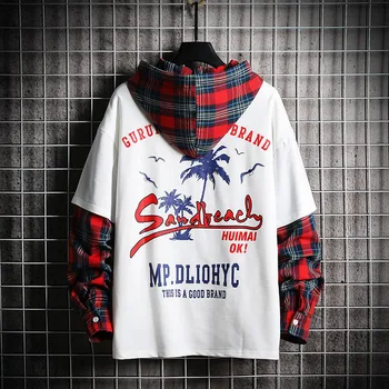 CHAIFENKO Hip Hop Hoodies Moških 2020 Moda Deske Priložnostne Mozaik Majica Moški Japonski Harajuku Ulične Moški pulover s kapuco