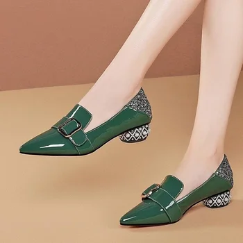 Cresfimix sapatos azuis ženske modni visoke kakovosti zeleni kvadrat pete, črpalke za stranke, gospa seksi nočni klub, pete, čevlji a6406x