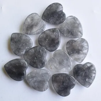Debelo 12pcs/veliko moda dobre kakovosti naravnih Hudič kristali kremena srce oblika cab cabochons kroglice 25 mm, za nakit, izdelava