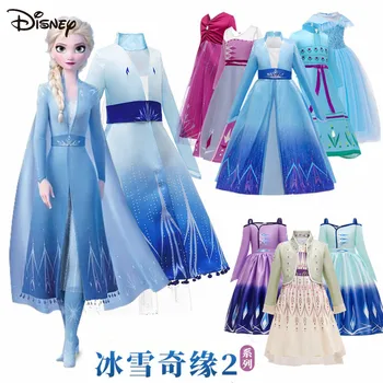 Disney resnično Aisha obleko otrok, led in sneg obleko 2 Disney Princesa Anna jeseni dolgo sleeved kostum obleko cosplay