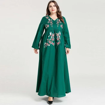 Dubaj Moda Bližnjem Vzhodu Velikosti Žensk Islamske Turčija Vezene Velike Swing Muslimanskih Priložnostne Obleko Bangladeš Elegantno Obleko