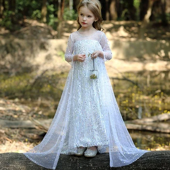 Elsa nova Obleka za Dekleta, Otroci Sneg Kraljica 2 Elza Bela Pustni Kostum Princeska Lasuljo Otrok Rojstni dan Obleko Pribor