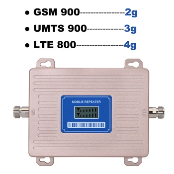 Evropa Signal Booster LTE 800 GSM 900 mhz Mobilna Signal Repetitorja 2G 3G 4G Dual band LTE Ojačevalnik Band 20 Band 8 LCD-Zaslon@