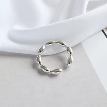 F. I. N. S Prilagojeno Ovalne Kroglice Obroči 925 Sterling Silver Obroči Geometrijsko Odprti Prst Prstan Poročni Prstani Srebro za Ženske