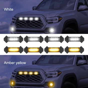 FORAUTO 12V Avtomobilska LED Rešetka Oranžna Osvetlitev Prednja Maska Razsvetljave, Komplet 4Pcs/Set z Napeljave Pas, Komplet Za 2016-2020 Toyota Tacoma