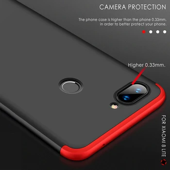 GKK primeru za Xiaomi mi 8 lite 3 V 1 design 360 popolno zaščito Trdega PC Shockproof primeru za xiaomi 8 telefon kritje fundas coque
