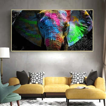 Grafiti Živali Slon Platna Slike na Steni Plakatov in Fotografij Pisane Pop Art Stenske Slike za Dnevna Soba Dekor