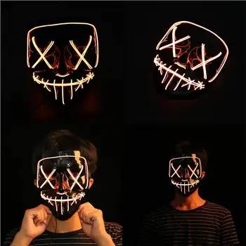 Halloween Cosplay Maske Mešajo Barvni LED Masko Stranka Strašljivo Masko Okostje Sijaj Maske Rojstni Cosplay Maske
