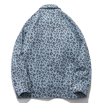 Hip Hop Retro Leopard Tiskanja Nosijo Majice Z Dolgimi Rokavi Moški Harajuku Nacionalni Slog Pleteno Rokavi Ulične Pripni Gumb Majica 2020
