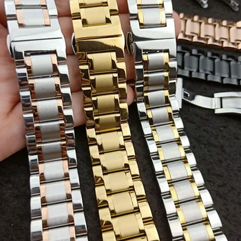 Iz nerjavečega Jekla Traku 13mm 14 mm 16 mm 18 mm 20 mm 22 mm 24 mm Kovinski Watch Band Povezavo Zapestnica Watchband Črno Srebrne Rose Gold