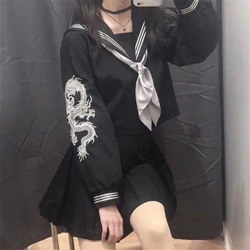 Japonski Šoli Enotno Slabo Dekleta Kluba JK Krilo in Top Set Osnovni Naguban Krila, Ženska Dolgo Srednje Kratek Študent Gothic Obleke