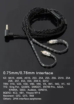 JCALLY 5N Visoko Čistega Silver Plated Slušalke Nadgradnjo Kabel z Mikrofonom 3,5 mm MMCX/QDC/0.78 Za TFZ CCA ZS10 PRO AS16 ZST S2