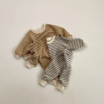 Jeseni Novorojenčka Otroci Baby Fantje Dekleta Trak Kompleti Oblačil Z Dolgimi Rokavi Majica Vrhovi Harem Hlače Otrok Malčka Oblačila Obleko