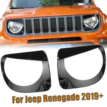 Jezen Oči Črne Bezels Prednji Luči Žarometov Trim Kritje ABS Za Jeep Renegade 2019-2020 Dodatki