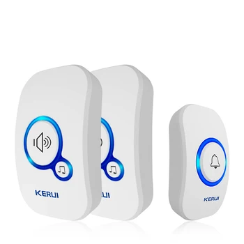 KERUI Brezžično Smart Zvonec Home Security Alarm Dobrodošli Zvonec LED Luči 32 Pesmi z Nepremočljiva Gumb za enostavno Namestitev