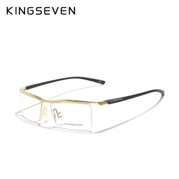 KINGSEVEN DESIGN Moških Anti Modro Zlitine Optičnih Očal Okvir Ultralahkih Kvadratnih Kratkovidnost Recept Očala Antiskid Silikona