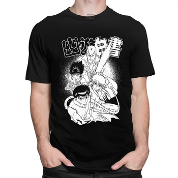 Klasična Yu Yu Hakusho T-shirt Moški Kratek Rokav Yusuke Urameshi Majica Kazuma Kuwabara Tee Kurama Hiei Vrhovi Manga Tshirt Oblačila