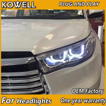 KOWELL Avto Styling za Toyota Highlander Žarometi-Novo Kluger LED Smerniki drl Objektiv Dvojnim Snopom, H7 HID Xenon