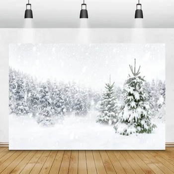 Laeacco Zimsko Pokrajino Photocall Beli Sneg Gozdu Borovcev, Fotografija Okolij Božič Kulise Družino Photozone Rekviziti