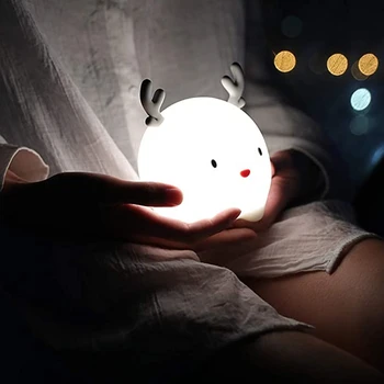 LEDGLE Silikonski Touch Senzor LED Nočna Lučka Za Otrok Otroka Otroci Spalnica Lučka 7 Barv Božič Jelena LED USB LED Nočna Lučka