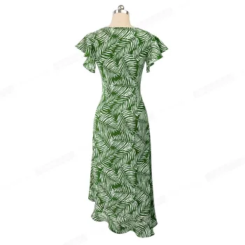 Lepo-vedno Boho Poletje Natisnjeni Maxi Plaži vestidos unsymmetrical Robom A-Line Flare Ženske obleke A156