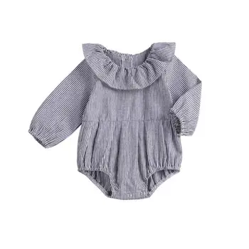 Lioraitiin Newborn Baby Dekleta Trak Ruffle Romper Long Sleeve Solid Jumpsuit Obleke, Oblačila, ki
