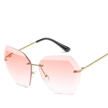 Luksuzne blagovne Znamke Rimless Ženske sončna Očala 2021 Trend Prevelik Vintage sončna Očala Za Ženske Gradient Odtenki UV400 Ženska sončna Očala