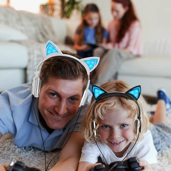 Luštna Mačka Ušesa Gaming slušalke Stereo Slušalke Utripa Žareče Gaming Slušalke Slušalke Slušalke LED Luč za Otroke darila