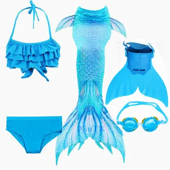 Malo morska deklica Rep S Fin Kostum Otroci morska deklica Kopalke Bikini Dekleta morska deklica Rep z Monofin Plavutke Kopalke