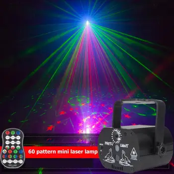 Mini LED Laser Projektor Svetlobe Klub DJ Disco Party Stopnji Svetlobe 60 Vzorcev RGB Učinek Svetilko z Krmilnik Projekcija Lučka
