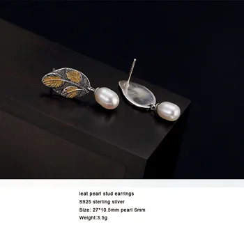 Moda realno 925 sterling srebro stud uhani za ženske čisto S925 srebro narave pearl earing nakit darilo za ženske, dekleta,