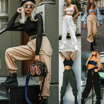 Moda Za Ženske Tovora Hlače Priložnostne Hip Hop Hlače Vojaške Armade Proti Prikrivanje, Pohodništvo Kavbojke Ženske Tovora Hlače