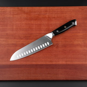 Mokithand 7 palčni Santoku Noži Strokovno Japonski Kuhinjski Nož Visoko vsebnostjo Ogljika Nemčiji 1.4116 Jekla Kuhar Nož z Pakka Lesa