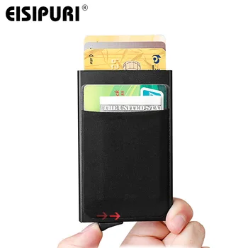 Moški Aluminijasto Denarnico Z Back Pocket ID Imetnik Kartice RFID Blokiranje Mini Slim Kovinsko Denarnice Samodejno Pop up Kreditne Kartice Kovanec Torbici