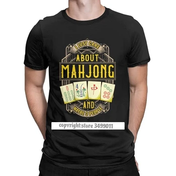 Moški je Samo Skrbi Mahjong Tshirts Kitajsko Kulturo In Razvedrilo Igre Bombaž Oblačila Smešno Tees Natisnjeni Tee Majice