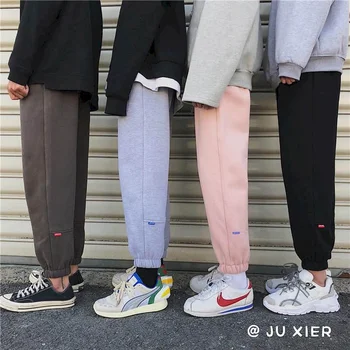 Moški ženske športne hlače pozimi bombaž hlače debele korejski priložnostne deveti hlače japonski ulične nekaj svoboden metrov dolge hlače