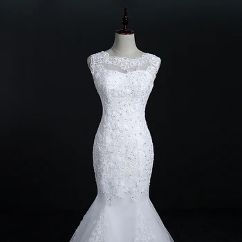 Najbolje Prodajan Plus Velikost bele Poročne obleke morska deklica Čipke Poroka, nevesta, sušilniki za Obleko nadstropju dolžine oblek poceni-poroka-obleko