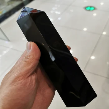 Naravni overlength približno 15 cm črni obsidian točka stolp fengshui kristalno dragih kamnov duha čakro zdravljenje za dom