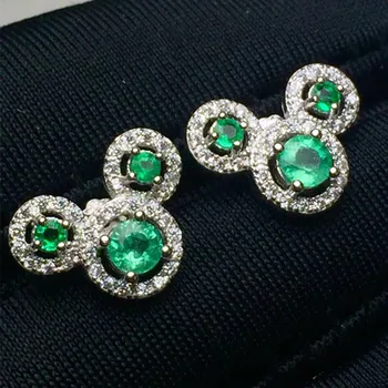 Naravni Smaragdno iver 925 Polno Cut Diamond Uhani Nakit Gemstone