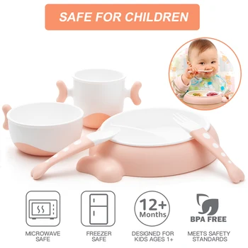 NCVI Baby Toddler Jedi Servis Set Lepe Ribe Mealtime Kuhinja 5 Kos Paket BPA Free Ostati Dal Razdeljena Ploščo