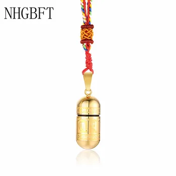 NHGBFT iz Nerjavečega jekla, šest znakov mantra openable obesek za Moške, Ženske Črna Verske nakit ogrlica