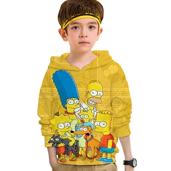 Nova 3D bart Simpson risanka hoodie otroci Oblačila Unisex Majica Dekle preprosto Priložnostne Ulične off beli vrhovi jeseni Vroče prodaja