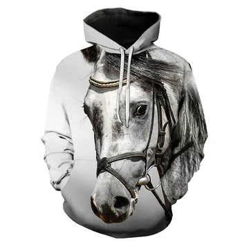 Nove Priložnostne Teči Konj 3D Tiskanja Hoodies Zanimive posledice Živali Design Moški Ženske Ulične Puloverju Športna Majica