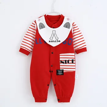 Novo Rojen Otroška Oblačila Fant Pomlad Jesen Dolgo Oplaščeni Bombaž Mehko igralne obleke za Malčke Baby Risanka Srčkan Jumpsuit 3M-12M Pižamo Obleko