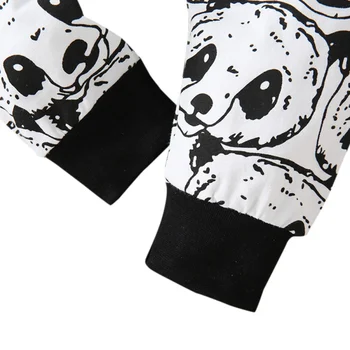 Novorojenček 2Pcs Baby Fantje, igralne obleke Risanka Panda Vzorec Dolgimi Rokavi Jumpsuit in Pokrivalo za Malčke Fant Oblačila Jeseni Malčka Oblačila