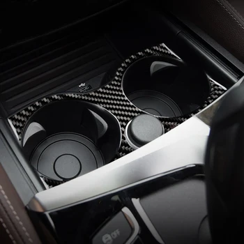 Ogljikovih Vlaken Avto Notranji Nadzor Prestavna Plošča Vode Držalo Pokrova Trim nalepke Za BMW Serije 5 6GT G30 G32 G38 Dodatki