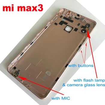 Original Zadnji Pokrov Ohišja Za Xiaomi Mi MAX 3 MAX3 zadnja Vrata Zamenjava Baterije, Ohišje z bliskavica lučka kamere objektiv KAMERE MIKROFON gumbi